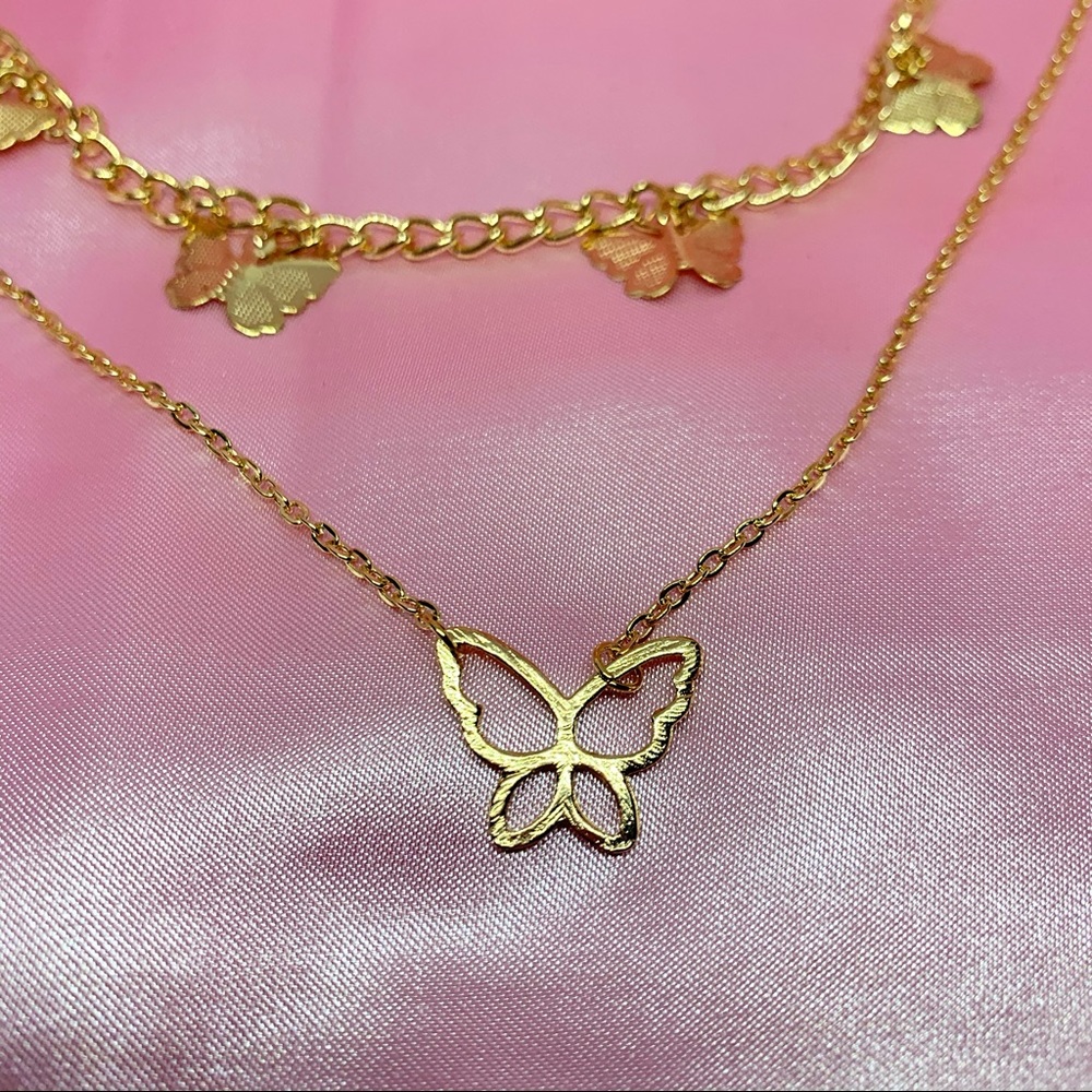 Necklace: Butterfly Charms Layered 🦋 - Picture 2 of 5